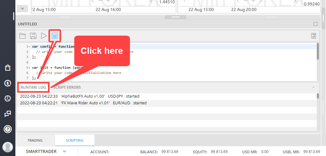 SmartTrader: Access Script Errors & Runtime log | SmartTrader Help Center